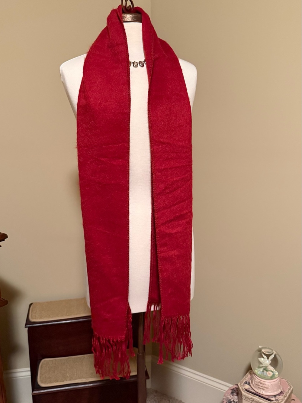 Elegant Red Fringe Wrap Scarf for Women